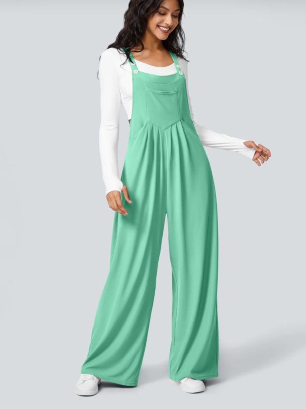 HALARA - Waffle pockets casual overalls - sea green size xsmall